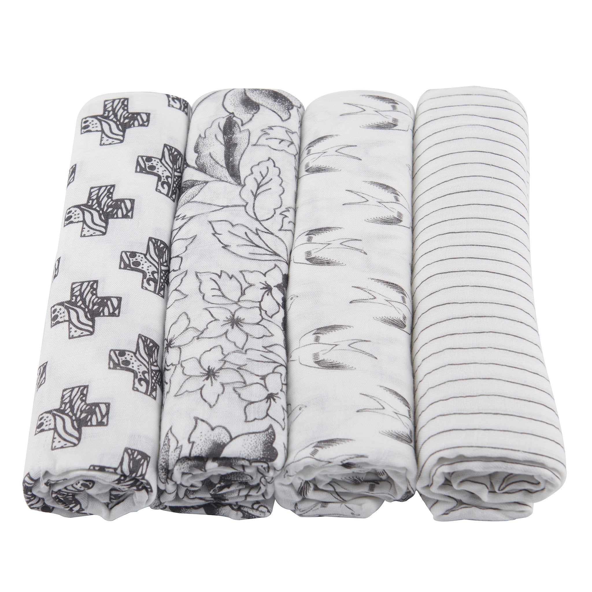Muslin Baby Swaddle Set (4-Pack, Breathable & Bamboo)