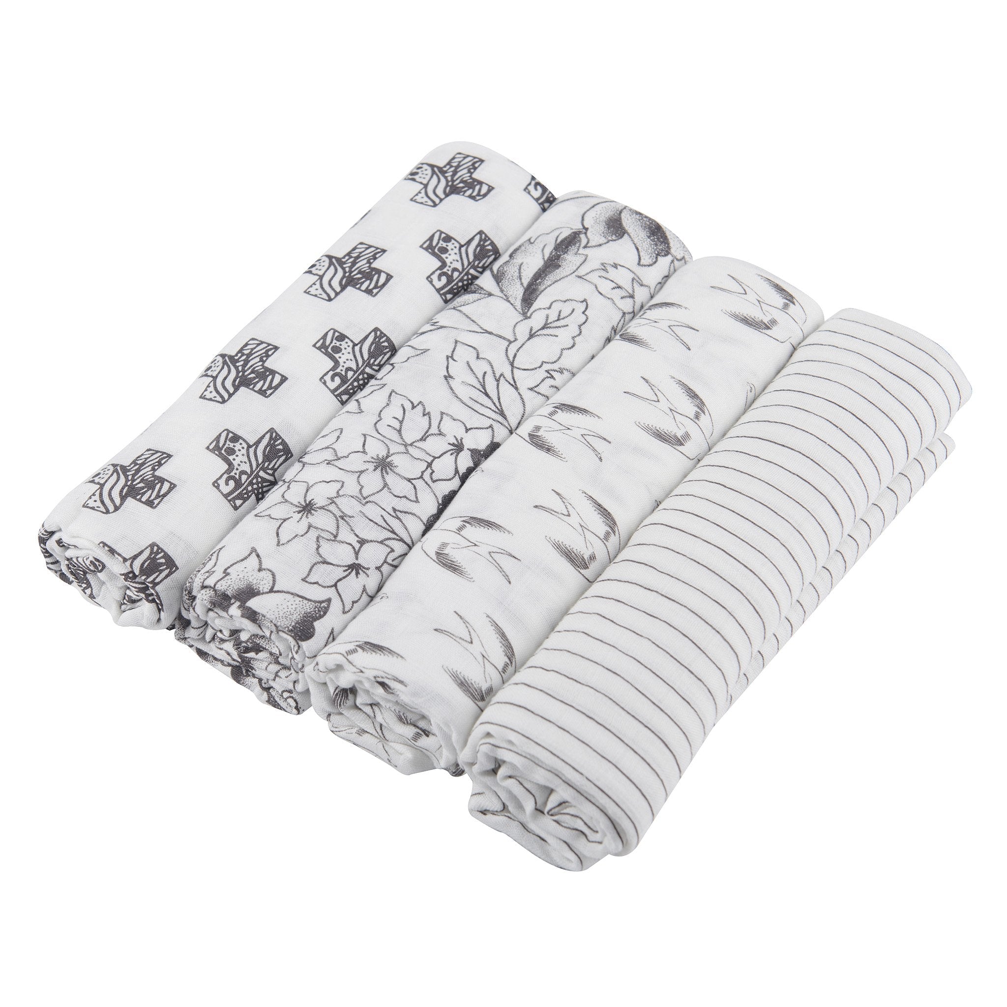 Muslin Baby Swaddle Set (4-Pack, Breathable & Bamboo)