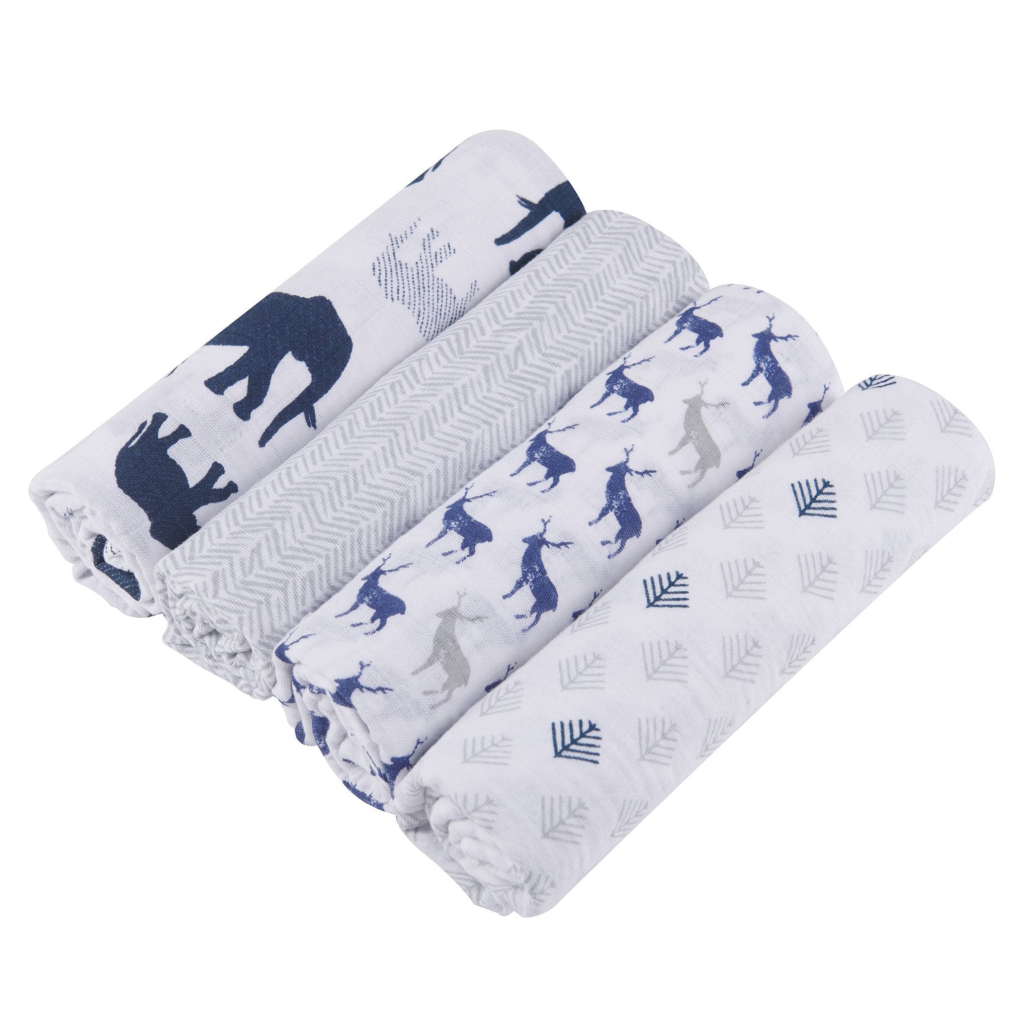 Muslin Baby Swaddle Set (4-Pack, Breathable & 100% Cotton)