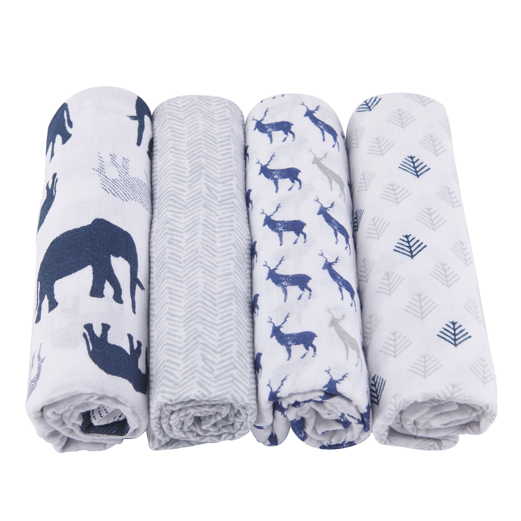 Muslin Baby Swaddle Set (4-Pack, Breathable & 100% Cotton)