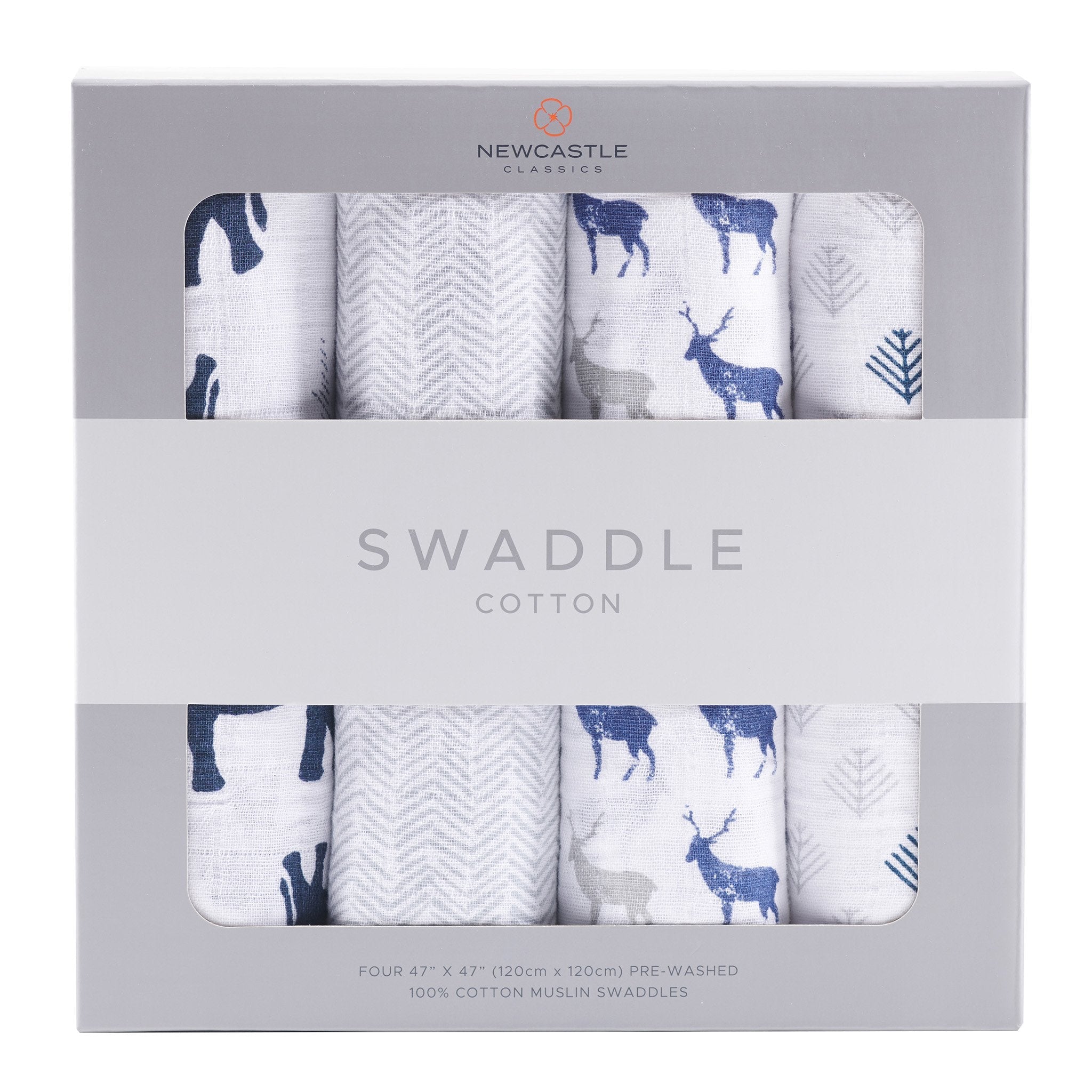 Muslin Baby Swaddle Set (4-Pack, Breathable & 100% Cotton)
